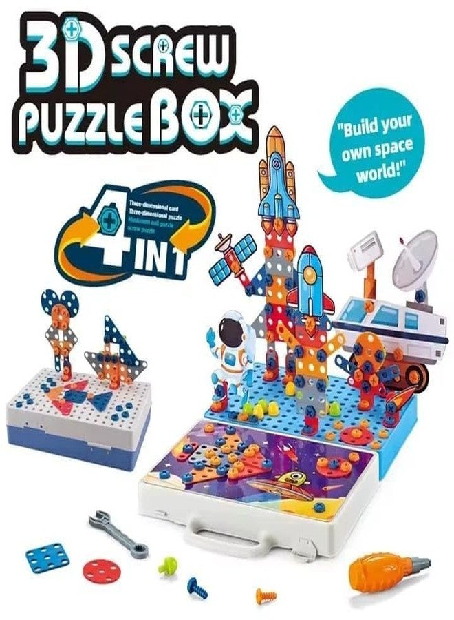 PLUSPOINT Astronaut 3D Screw Puzzle Box Creative Space Exploration STEM Toy for Kids, 213 Pieces with Astronaut, Rocket, and Spaceship Models Educational Engineering Kit for Boys & Girls 3-9 Yrs Old - Image 2
